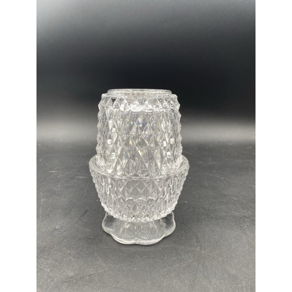 Vintage Indiana Glass Clear Diamond Point Fairy Lamp